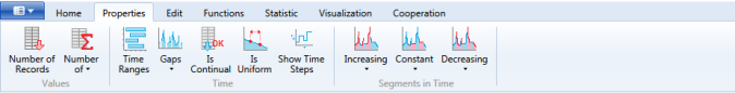 functions for time series properties TS Editor - time series properties